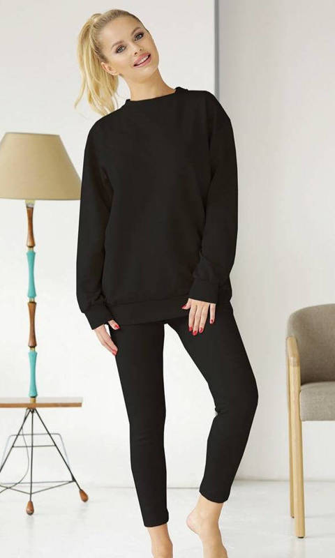 Czarny bawełniany komplet dresowy bluza i spodnie Unikat KARINA